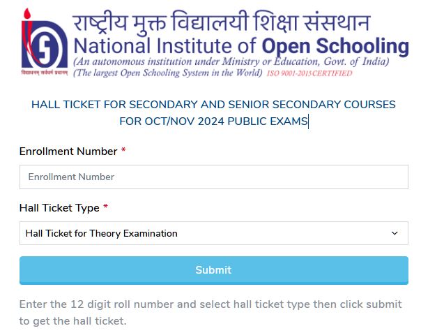 How to Download NIOS Class 10th and 12th Hall Tickets